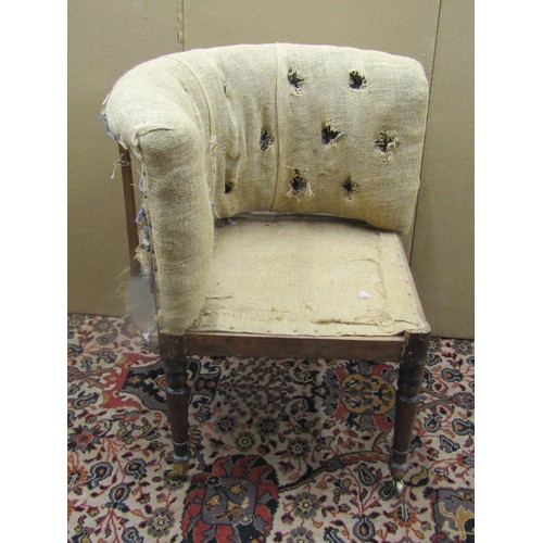 1367 - Three 19th century partially upholstered chair frames including a corner example on turned supports ... 