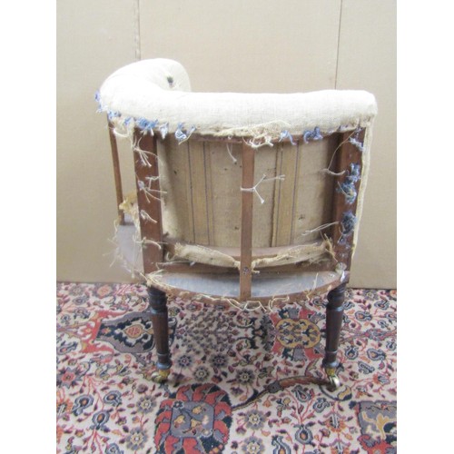 1367 - Three 19th century partially upholstered chair frames including a corner example on turned supports ... 