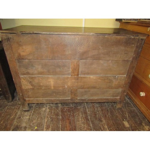 1419 - Georgian oak mule chest, the rising lid over an arrangement of four dummy and two real drawers, 92cm... 