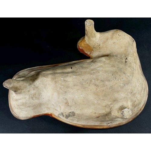 79 - 19th century pottery pie mould in the form of a Duck with glazed finish