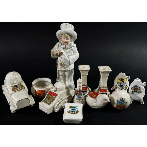 44 - A collection of crested china including a number of military pieces, principally archaeological find... 