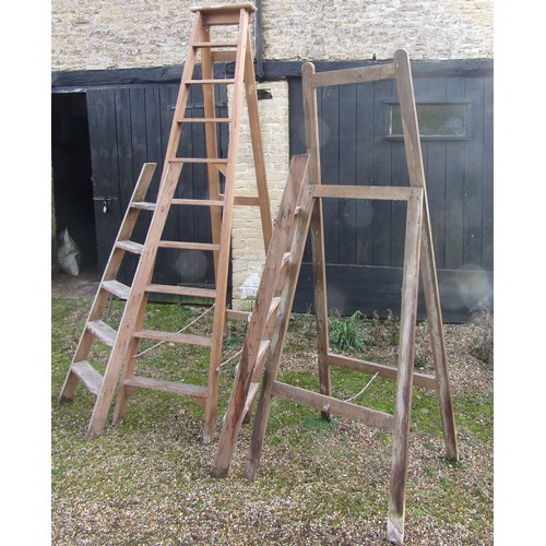 1456A - Two wooden folding steps ladders of varying size together with simple folding artists easel (3)