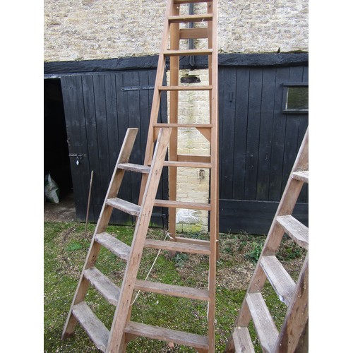 1456A - Two wooden folding steps ladders of varying size together with simple folding artists easel (3)