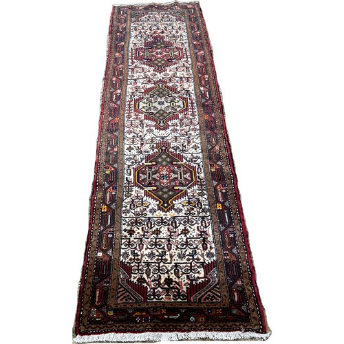 1530 - North West Persian Hamadan Runner, with a row of three extended medallions ,312 x .87cm approximatel... 