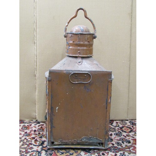 1381 - A copper mast head nautical lantern manufactured by Buyers Regency Quay Aberdeen ,with original burn... 