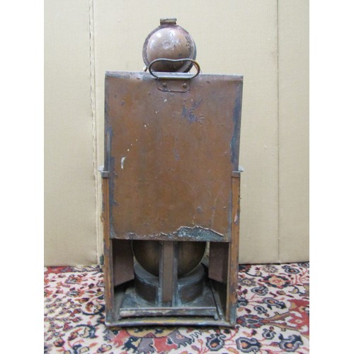 1381 - A copper mast head nautical lantern manufactured by Buyers Regency Quay Aberdeen ,with original burn... 