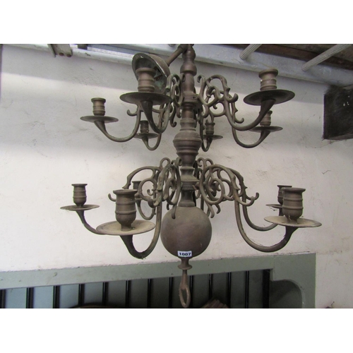 1007 - A good quality 19th century brass chandelier probably Dutch on two tiers, with eleven branches, 75cm... 