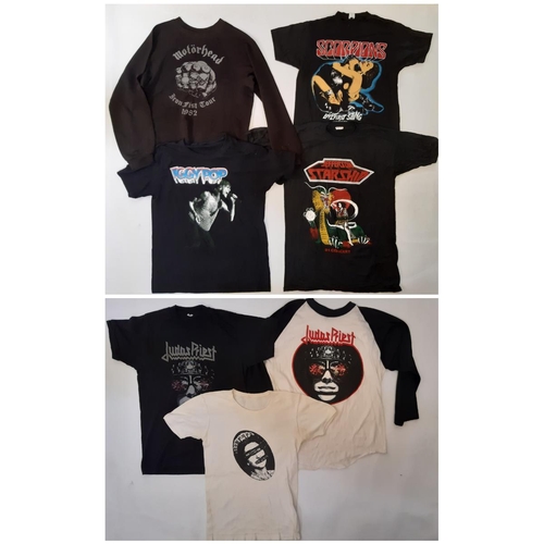 905 - 7 vintage garments featuring iconic bands including a tour sweatshirt for Motorhead 'Iron Fist' tour... 