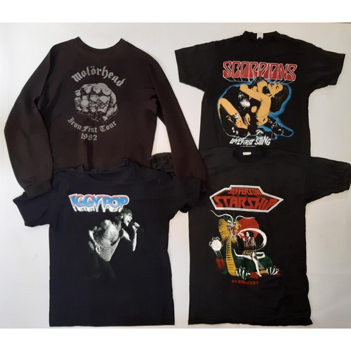 905 - 7 vintage garments featuring iconic bands including a tour sweatshirt for Motorhead 'Iron Fist' tour... 