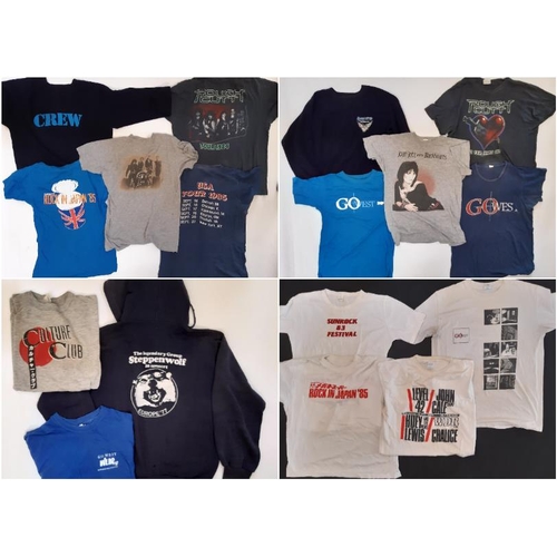 925 - 12 tour T shirts from the 1970's-90's for bands/ tours including Steppenwolf '77, Hawkwind '82, Joan... 