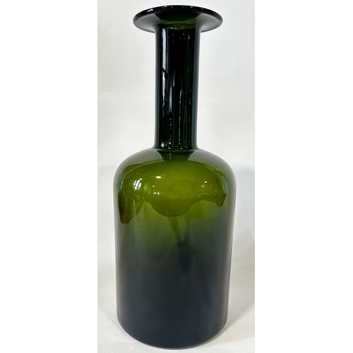 109 - A Holmegaard tall dark green glass bottle by Otto Brauer (51cm high)