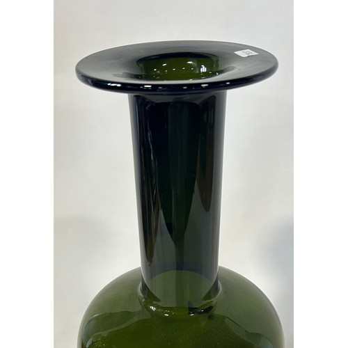 109 - A Holmegaard tall dark green glass bottle by Otto Brauer (51cm high)