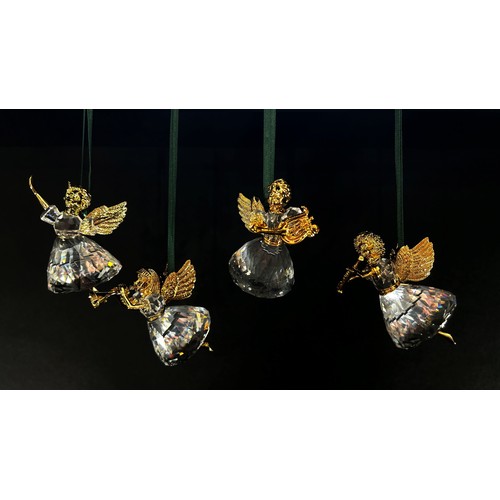 85 - Swarovski crystal Christmas decorations in the form of angels (4) together with two Swarovski silver... 