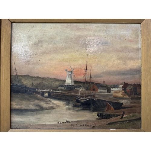 1593 - Two late 19th/early 20th century paintings, to include: T. Byers - Loch scene with boats on the wate... 