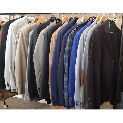 A collection of 16 good quality men's jackets and 2 waistcoats by various brands/ designers including Jeff Banks, Jasper Conran, Kenneth Cole, Charles Trywhitt, Tommy Hilfiger, Jaeger, Simon Carter, etc. No obvious signs of use, some with tags.
