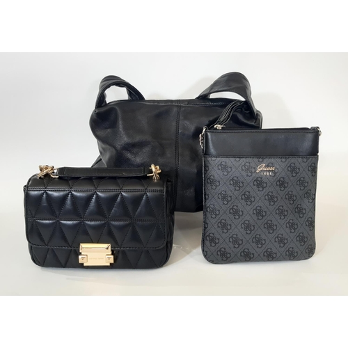 909 - 3 designer ladies hand bags comprising a small  crossbody bag by Michael Kors in quilted black leath... 