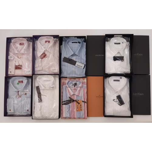 924 - 8 men's designer shirts all boxed, tagged and unused, including Calvin Klein, Valentino, Simon Carte... 