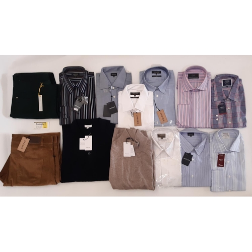 928 - Good quality men's clothing like with tags comprising 9 shirts (most collar sizes 16-17) by Jaeger, ... 