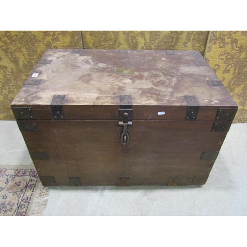 1063 - A hardwood travelling box with steel banded borders, the brass plate - Octavia 1899