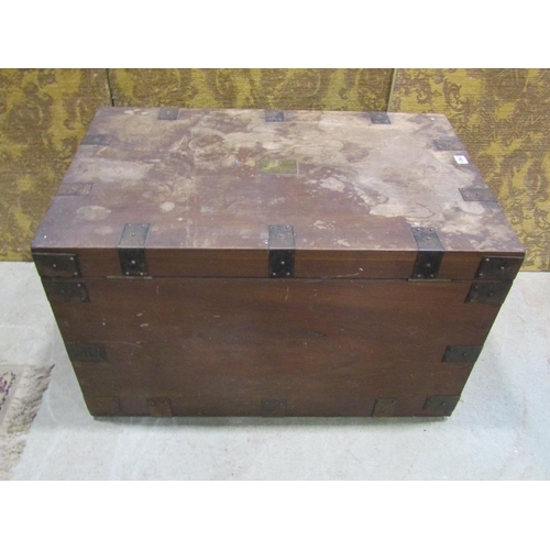 1063 - A hardwood travelling box with steel banded borders, the brass plate - Octavia 1899