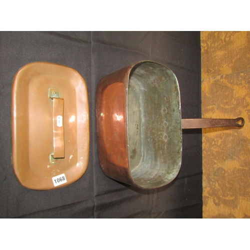 1068 - A 19th century copper Asparagus pan and cover with iron handle