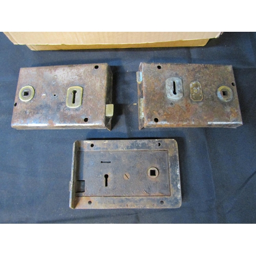 1069 - A collection of 19th century steel and other rim door locks