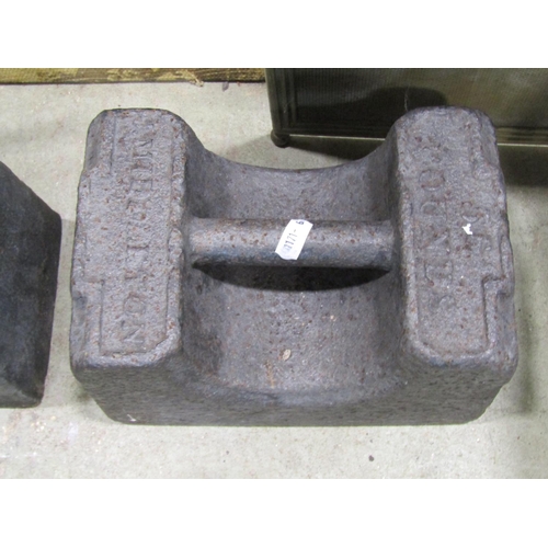 1076 - 2 x 19th century 56lb weights, 2 x 19th century iron pot cradles, an early iron chimney crane, etc