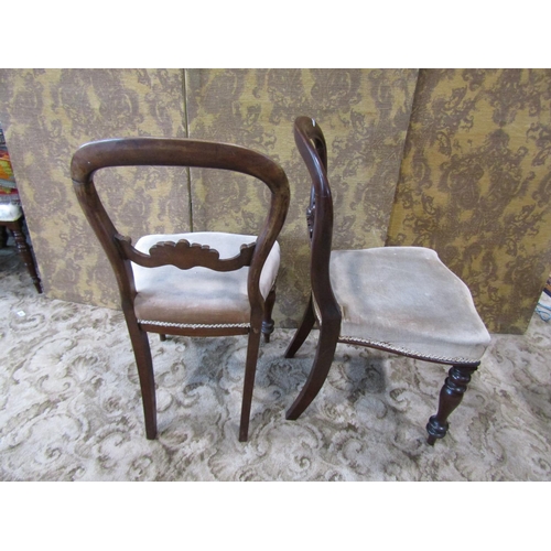 1091 - Set of six Victorian mahogany dining chairs with upholstered seats on turned supports