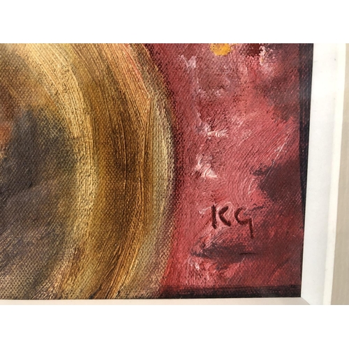 1606 - Kitty Garland (Contemporary) - 'Rose', oil on canvas board, initialled lower right, signed and title... 