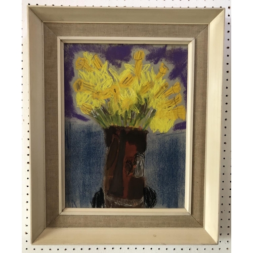 1656 - 20th Century School - Vase of Daffodils, pastel on paper, 39 x 28.5 cm, framed