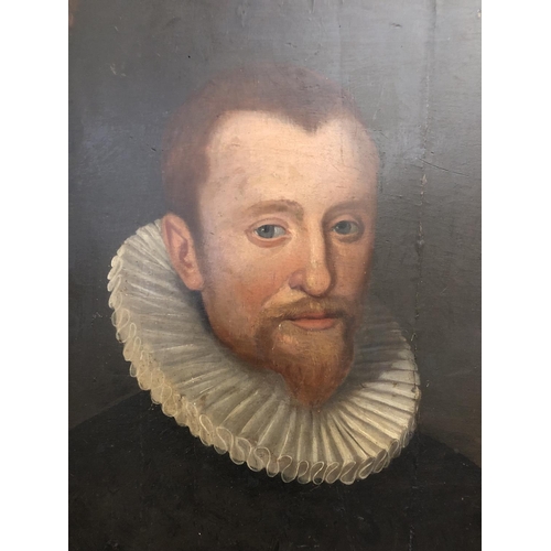 1657 - 17th Century School - Portrait of A Gentleman Wearing a Ruff Collar, while holding a white cloth, Ha... 