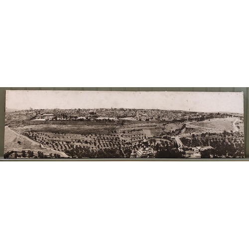 1667 - A large vintage black and white panoramic photograph of Jerusalem, inscribed 'American Colony Jerusa... 