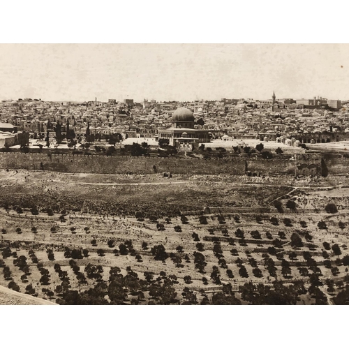 1667 - A large vintage black and white panoramic photograph of Jerusalem, inscribed 'American Colony Jerusa... 