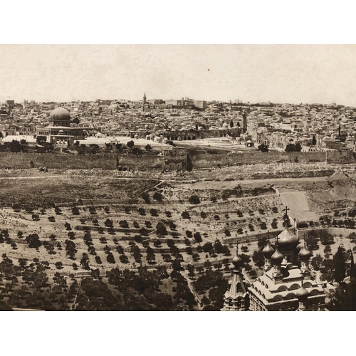 1667 - A large vintage black and white panoramic photograph of Jerusalem, inscribed 'American Colony Jerusa... 