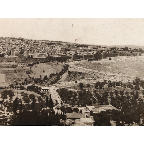 1667 - A large vintage black and white panoramic photograph of Jerusalem, inscribed 'American Colony Jerusa... 