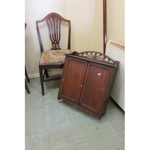 1439 - A single Georgian chair with handworked tapestry seat, a small wall cupboard enclosed by two doors, ... 