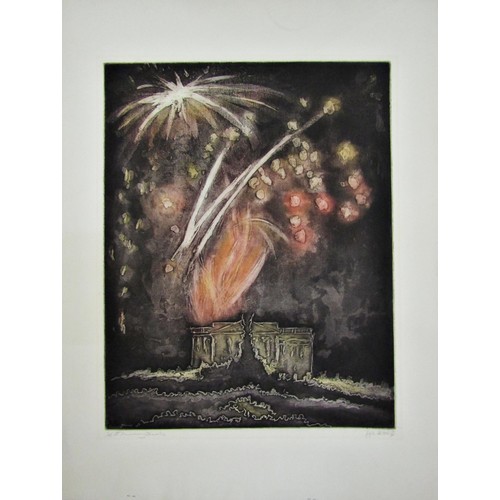 1682 - Joseph Busuttil (b.1936) - '25th Anniversary Fireworks' (1979), etching in colours, signed, dated, t... 