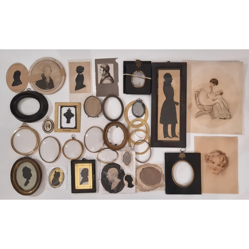 1687 - A collection of 18th-20th century objects, miniature portraits and silhouettes with frames and glazi... 