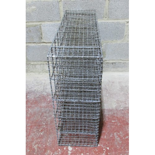 1457 - A pair of heavy gauge vintage galvanised wirework shoe racks, each to hold 20 pairs, 77cm high x 102... 