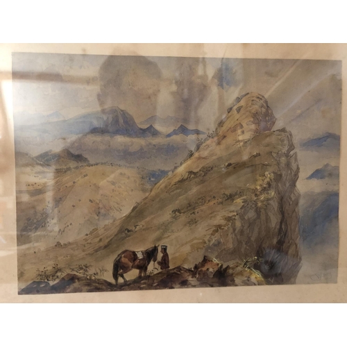 1712 - Charles D'Oyly (1781-1845) - An Indian man with his horse on a Himalayan mountain, signed lower righ... 