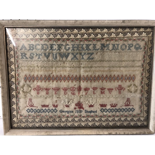 1726 - Two 19th and 20th century needlework samplers, by Georgina Shepherd, 1809, and Gwen Ledsam, 1904, bo... 