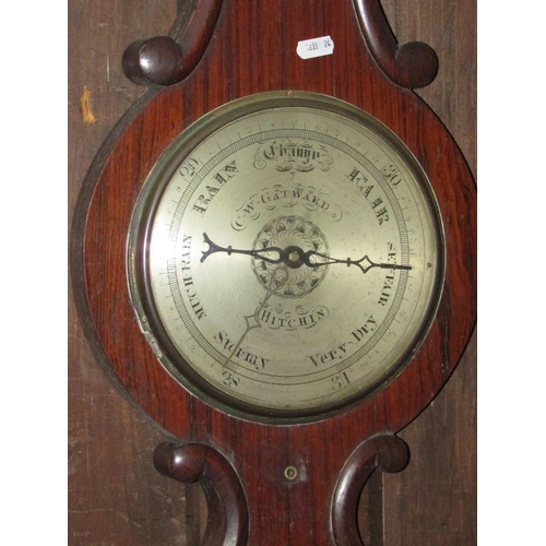 1308 - A 19th century rosewood wheel barometer, C. W. Gatwood of Hitchen