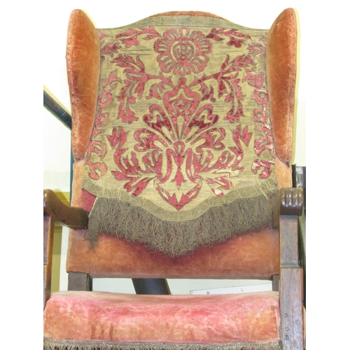 1319 - An 18th century oak side chair with upholstered seat and back