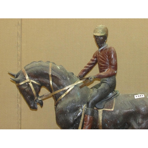 1341 - A Bronze equestrian group - with mounted jockey, 58cm high x 50cm long