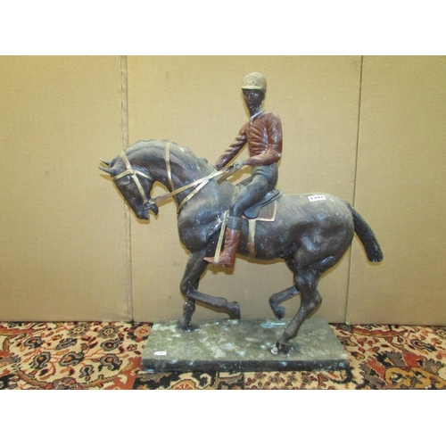 1341 - A Bronze equestrian group - with mounted jockey, 58cm high x 50cm long