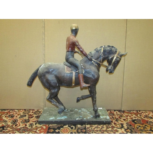 1341 - A Bronze equestrian group - with mounted jockey, 58cm high x 50cm long