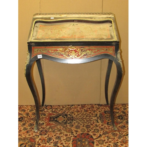 1342 - A 19th century boule work ladies writing bureau raised on four cabriole supports, 75cm wide