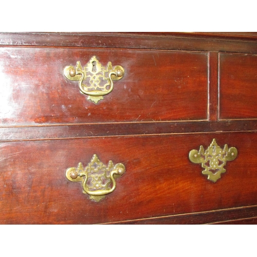 1353 - A George III mahogany chest on chest of diminutive proportions, the upper section with blind fret de... 