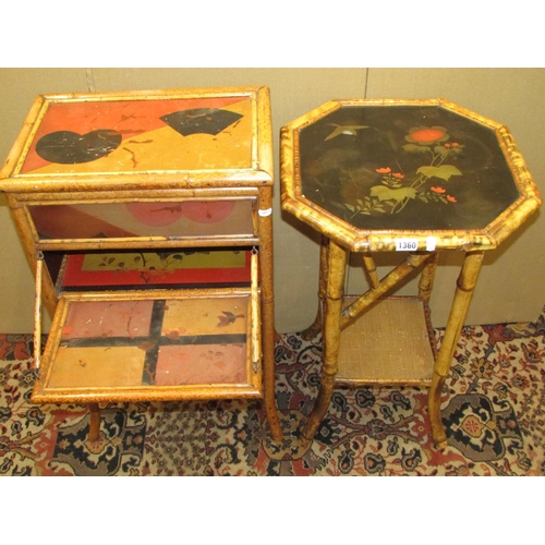 1360 - A Victorian bamboo occasional table of octagonal form, with lacquered and cane work finish, together... 