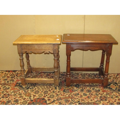 1390 - Two old English oak coffin or joint stools of traditional form (2)